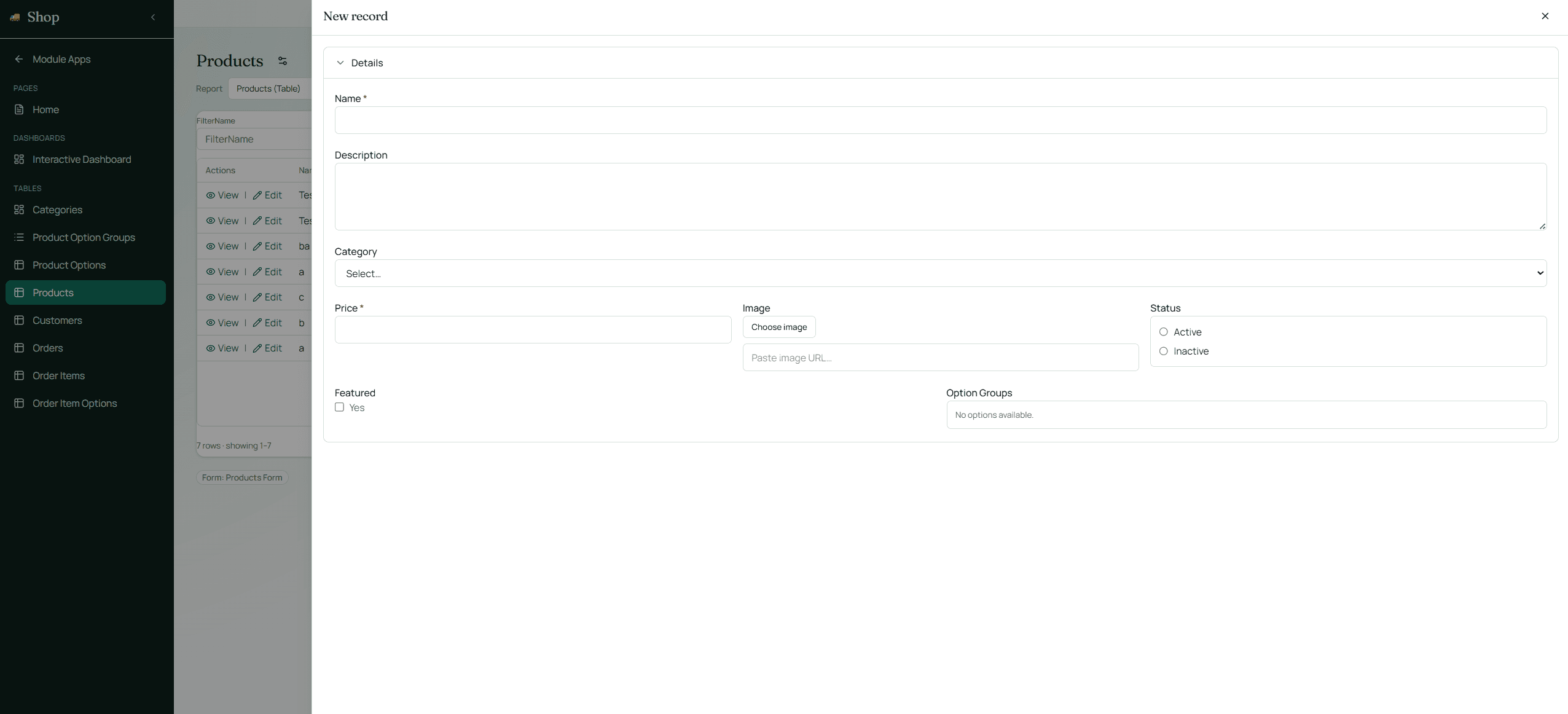 Module app form builder and record editing